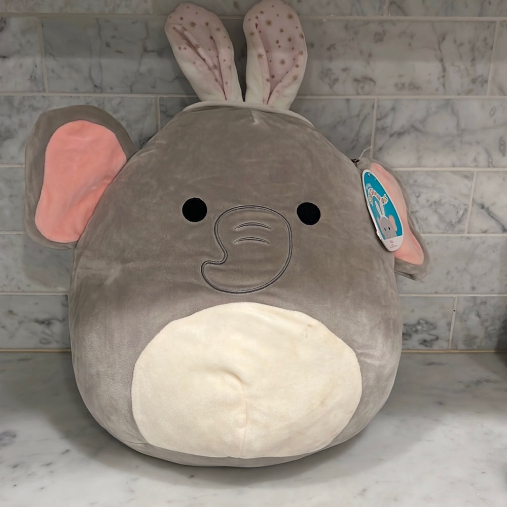 Squishmallow 12" Mila The Elephant With bunny ears‎ Easter NWT